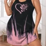 Wholesale Women's Milk Silk Butterfly Heart Gradient Crew Neck Curved Hem Lounge Tank Short Nightgown DM1205-02# preview