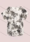 Wholesale Women's Casual Ink Painting Print Short Sleeve Round Neck Tee - Liuhuamall