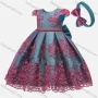 Wholesale Girls Lovely Lace Cap Sleeve Bow-knot Appliques Flower Dress With Bow Headband preview