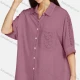 Wholesale Women's Stand Collar Button Down Half Sleeve Guipure Lace Solid Tunic 4# Clothing Wholesale Market Liuhua