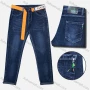 Wholesale Men's Casual Distressed Belted Button Pockets Labelled Embroidered Roll Up Hem Jean preview