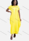 Wholesale Women's African Plus Size Crew Neck Short Sleeve Pockets Loose Fit Dress 8806# - Liuhuamall