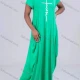 Wholesale Women's African Plus Size Crew Neck Short Sleeve Pockets Loose Fit Dress 8806# Green Clothing Wholesale Market Liuhua