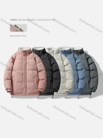 Wholesale Men's Casual Plain Stand Collar Patch Pocket Zip Up Cotton-Padded Puffer Jacket 9001#, LIUHUA CLOTHING WHOLESALE