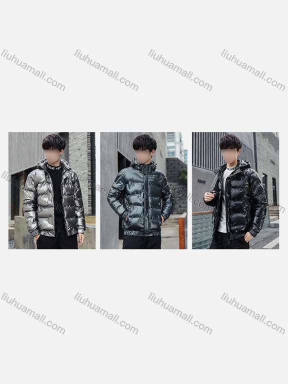 Wholesale Men's Casual Plain Hooded Patch Pocket Zip Up Cotton-Padded Puffer Jacket 9208#