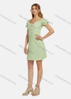 Wholesale Women's Casual V Neck Short Sleeve Ruffle Trim Ruched Plaid Short Dress 05# - Liuhuamall