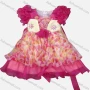 Wholesale Girls Lovely Floral Print Short Sleeve 3D Floral Rhinesthed Tiered Ruffle Trim Dress preview