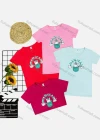 Wholesale Girl's Casual Cartoon Print Round Neck Short Sleeve Tee - Liuhuamall