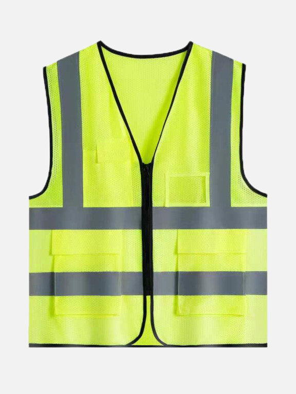 Mesh Safety Vest High Visibility Reflective Strips with Pockets and Zipper, Clothing Wholesale Market -LIUHUA, SPECIALTY, Other-Clothing