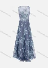 Wholesale Women's Elegant Sleeveless Pearl Lace Appliques Maxi Evening Dress - Liuhuamall