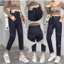 Wholesale Women's Casual Plain Multiple Pockets Button Closure Jeans preview