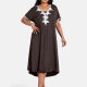 Women's Plus Size Elegant V Neck Short Sleeve Embroidery Midi Dress 13# Clothing Wholesale Market -LIUHUA