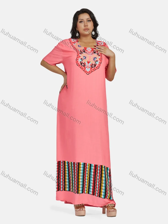 Wholesale Women's Folkloric African Half Sleeve Vintage Floral Print Maxi Abaya Dress, Guangzhou Clothing Wholesale Market & Suppliers - LIUHUAMALL, Specialty