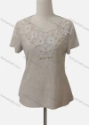 Wholesale Women's Casual Short Sleeve Appliques Blouse - Liuhuamall