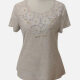 Women's Casual Short Sleeve Appliques Blouse Grayish White Clothing Wholesale Market -LIUHUA