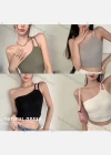 Wholesale Women's Casual Plain One Shoulder Double Spaghetti Straps Crop Cami Top - Liuhuamall