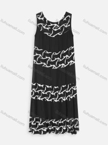 Wholesale Women's Casual Sleeveless Abstract Print Ruched Colorblock Maxi Tank Dress 304#, LIUHUA CLOTHING WHOLESALE