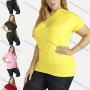 Wholesale Women's Plain Short Sleeve V Neck Rhinstone Blouse preview