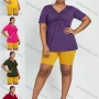 Wholesale Women's Casual Plain Ruched Short Sleeve V Neck Button Front Daily Top preview