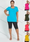 Wholesale Women's Plain Short Sleeve Square Neck Rhinestone Daily Top - Liuhuamall