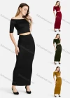 Wholesale Women's Off-Shoulder Neckline Top With Pencil Skirt 2 Piece Set - Liuhuamall