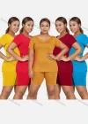 Wholesale Women's Daily Plain Round Neck T-shirt 2 Pieces Set - Liuhuamall
