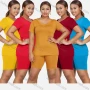 Wholesale Women's Daily Plain Round Neck T-shirt 2 Pieces Set preview
