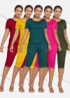 Wholesale Women's Daily Short Sleeve Round Neck T-shirt 2 Piece Set - Liuhuamall