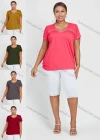 Wholesale Women's Daily Short Sleeve Square Neck Rhinestone Top 2 Piece Set - Liuhuamall