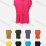 Wholesale Women's Casual Scoop Neck Short Sleeve Drawstring Plain Blouse preview