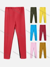 Wholesale Women's Casual Plain Elastic Waist Straight Leg Pants, LIUHUA CLOTHING WHOLESALE