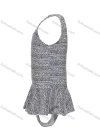 Wholesale Girls Vacation Crew Neck Sleeveless Ruffle Hem Vintage Print One Piece Swimsuit - Liuhuamall