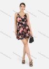 Wholesale Women's Floral Print V Neck Spaghetti Strap Mini Cami Dress With Belt - Liuhuamall
