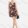 Wholesale Women's Floral Print V Neck Spaghetti Strap Mini Cami Dress With Belt preview