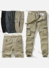 Wholesale Men's Casual Plain Ankle Length Multiple Pockets Drawstring Joggers - Liuhuamall
