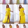 Wholesale Women's Plain Off Shoulder Split Ruffle Trim Floor Length Cocktail Dress preview
