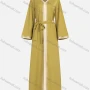Wholesale Women's Elegant Islamic Muslim Plain V Neck Long Sleeve Gold Thread Embroidery Abaya Dress MT098# preview