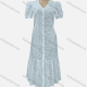 Wholesale Women's Casual V Neck Plain Short Sleeve Button Down Ruched Eyelet Embroidered Ruffle Hem Midi Dress 7199# Sky Blue Wholesale Clothing Market & Suppliers -LIUHUAMALL