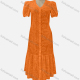 Wholesale Women's Casual V Neck Plain Short Sleeve Button Down Ruched Eyelet Embroidered Ruffle Hem Midi Dress 7199# Orange Wholesale Clothing Market & Suppliers -LIUHUAMALL