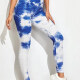 Women's Tie Dye Fitness Honeycomb Bubble Yoga Pants Blue Clothing Wholesale Market -LIUHUA