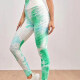 Women's Tie Dye Fitness Honeycomb Bubble Yoga Pants Green Clothing Wholesale Market -LIUHUA