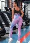 Wholesale Women's Tie Dye Fitness Honeycomb Bubble Yoga Pants - Liuhuamall