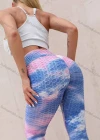 Wholesale Women's Tie Dye Fitness Honeycomb Bubble Yoga Pants - Liuhuamall