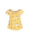 Wholesale Women's Summer Round Neck Floral Print Cap Sleeve Blouse - Liuhuamall