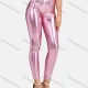 Wholesale Women's Fashion High Waist Skinny Ankle Length Shiny Faux Leather Leggings Pink Clothing Wholesale Market Liuhua