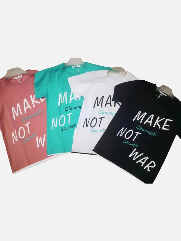 Men's Plus Size Round Neck Short Sleeve Letter Print T-Shirt 6103#, Clothing Wholesale Market -LIUHUA, 
