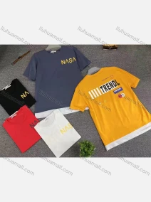 Wholesale Men's Plus Size Round Neck Short Sleeve Contrast Letter Print T-Shirt 2191-2#, LIUHUA CLOTHING WHOLESALE