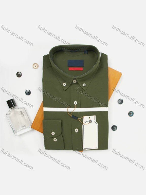 Wholesale Men's Slim Fit Plain Long Sleeve Button Down Collared Shirts AB220407-6#