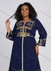 Wholesale Women's Elegant Vintage V Neck Long Sleeve Embroidery Ruffle Hem Cocktail Midi Dress With Belt - Liuhuamall