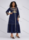 Wholesale Women's Elegant Vintage V Neck Long Sleeve Embroidery Ruffle Hem Cocktail Midi Dress With Belt - Liuhuamall